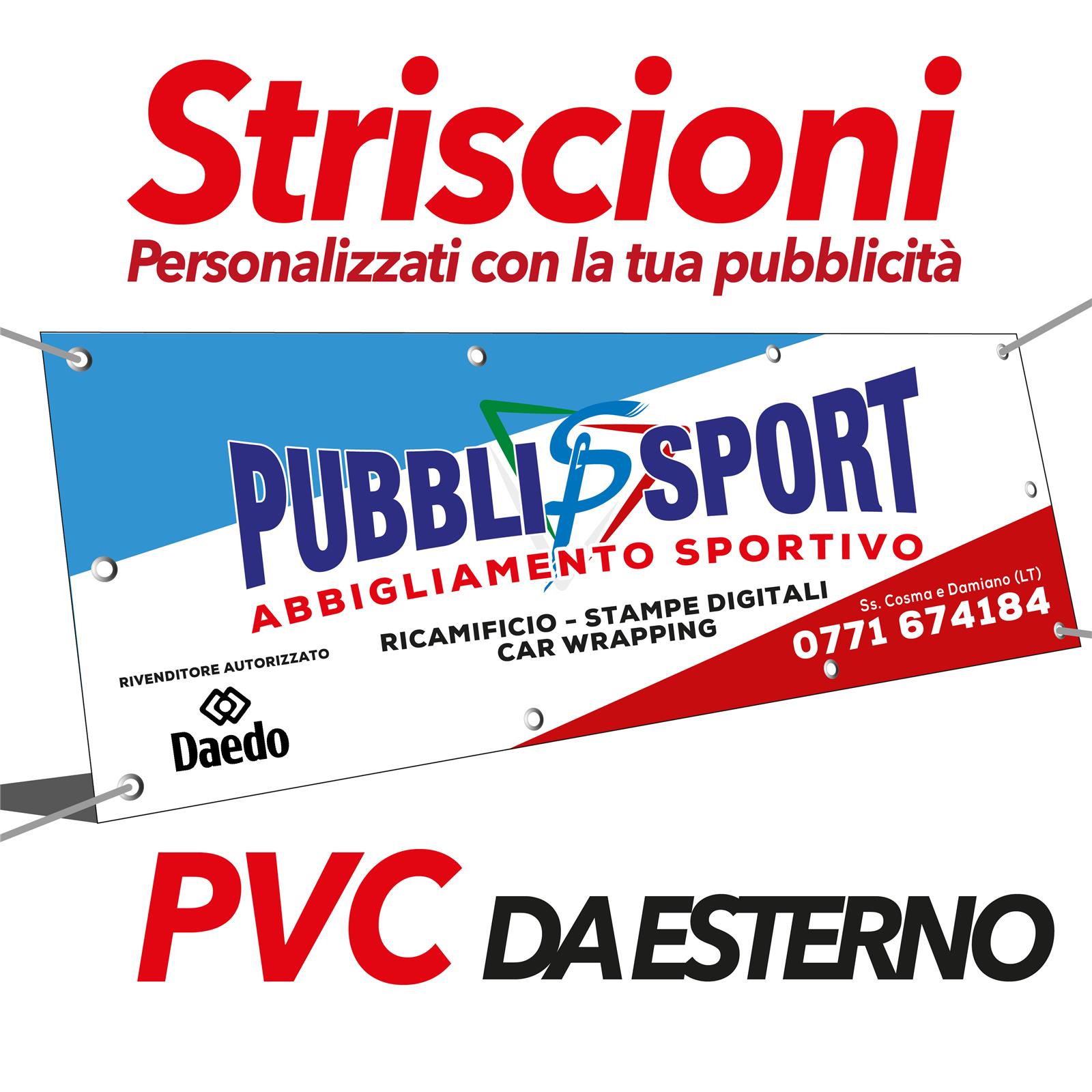 PubbliSport STRISCIONE DA ESTERNO IN PVC SPALMATO OCCHIELLATO (2 X 1 METRI - BIANCO)