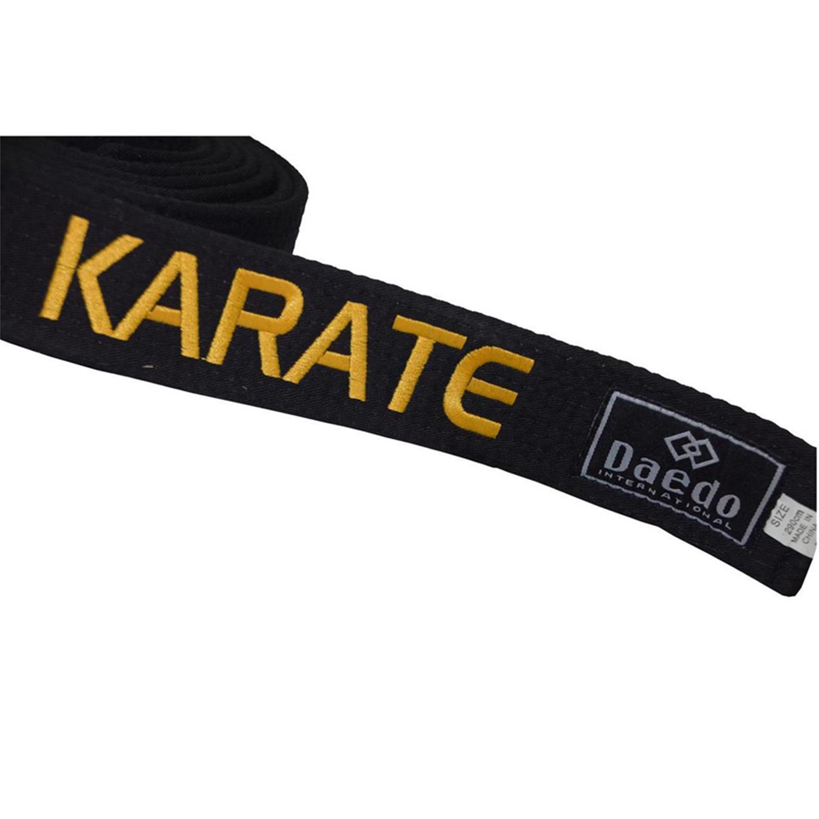 Dae Do Cintura Nera Karate ricamata Oro personalizzata (ALTEZZA 4,5 CM - Tag. 2° CM  245)