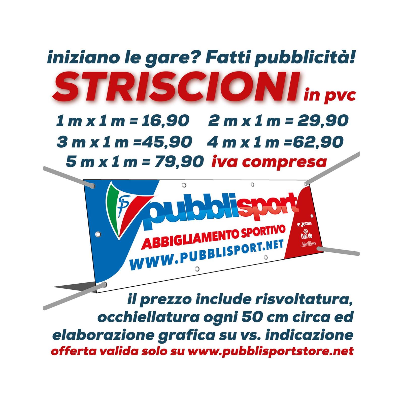 PubbliSport Offerta Striscione in PVC 400gr Spalmato Occhiellato (METRI 4x1 - BIANCO)