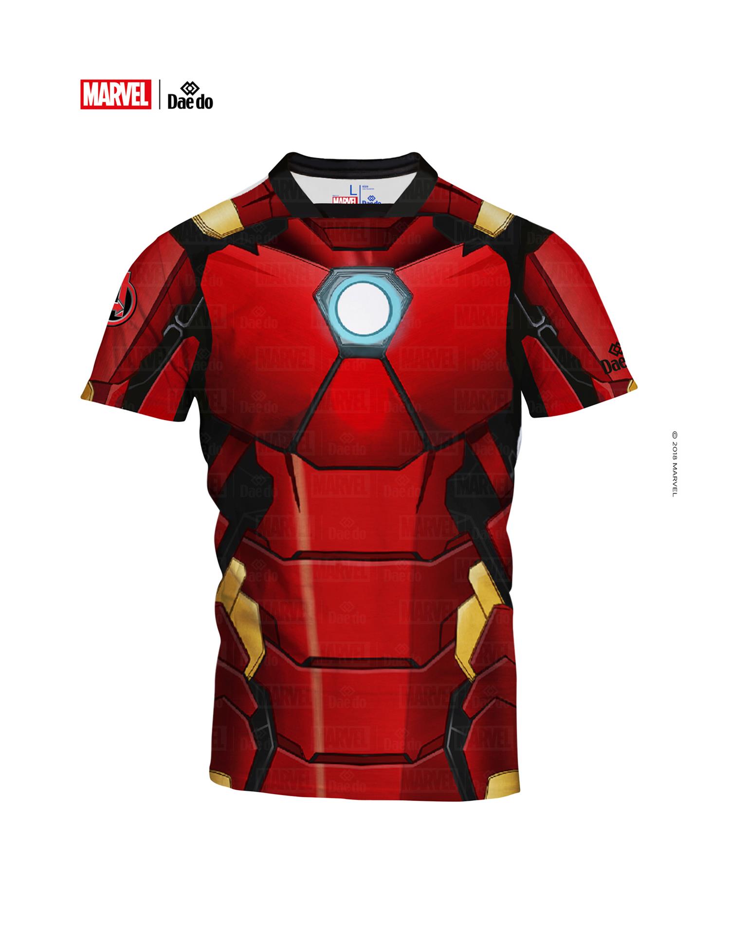 Dae Do Maglietta Iron Man Full Print Slim Fit (S - ROSSO NERO)