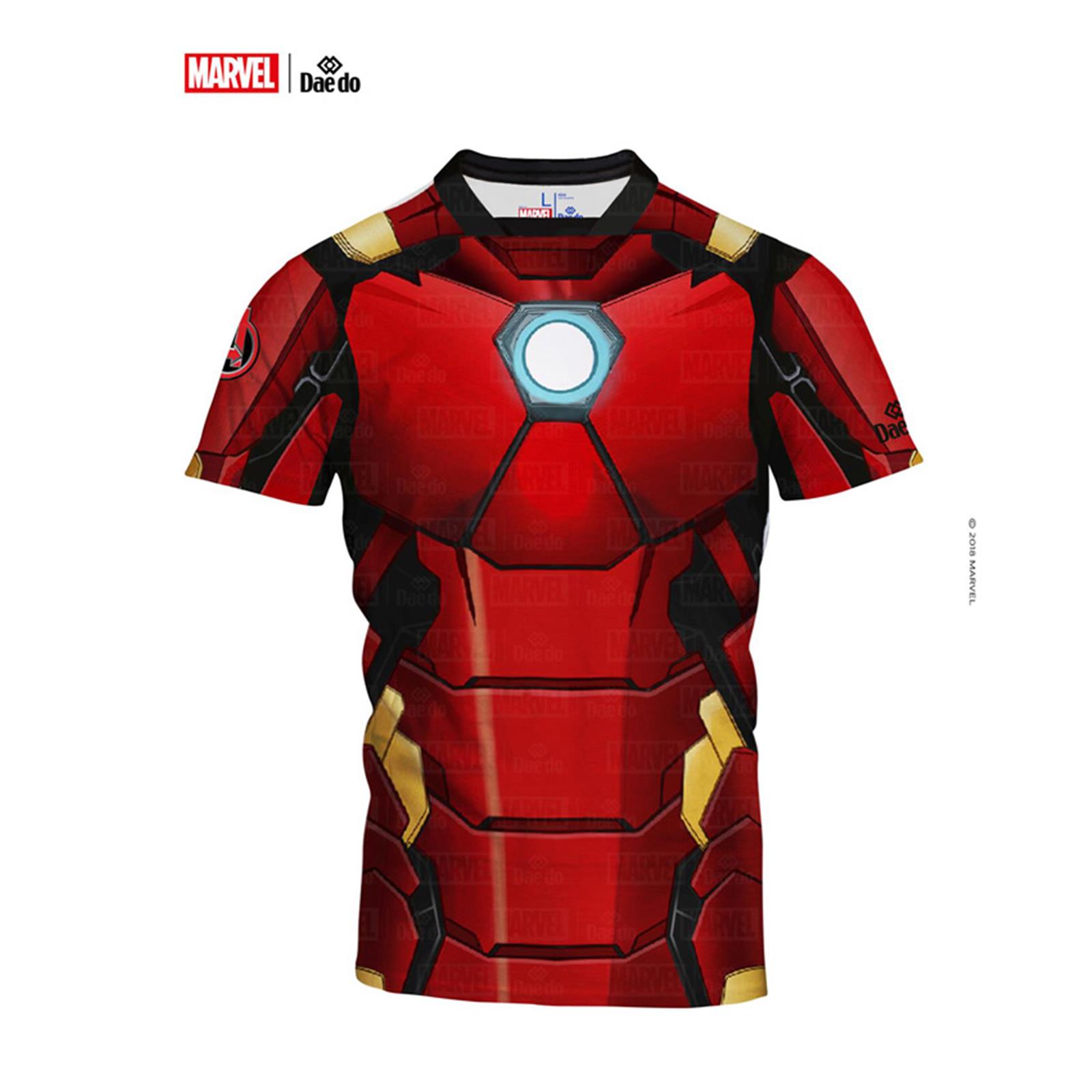 Dae Do Maglietta Iron Man Full Print Slim Fit (XL - ROSSO - NERO)