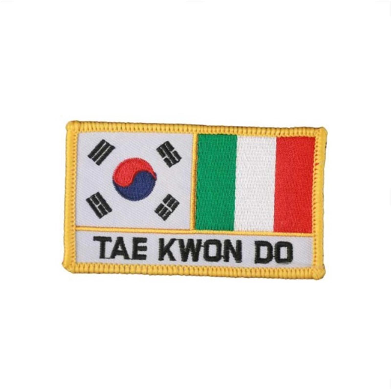 Dae Do Bandiera koreana piu scritta  korea e taekwndo  (5 * 10 cm - BIANCO)